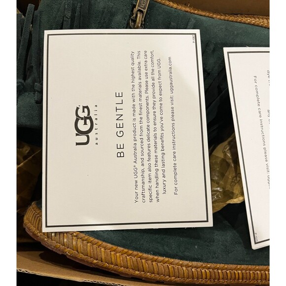 UGG Shenandoah Pine Suede Fringe Boho Western Ankle Boots Size 8.5 Green NEW NIB - Picture 12 of 16